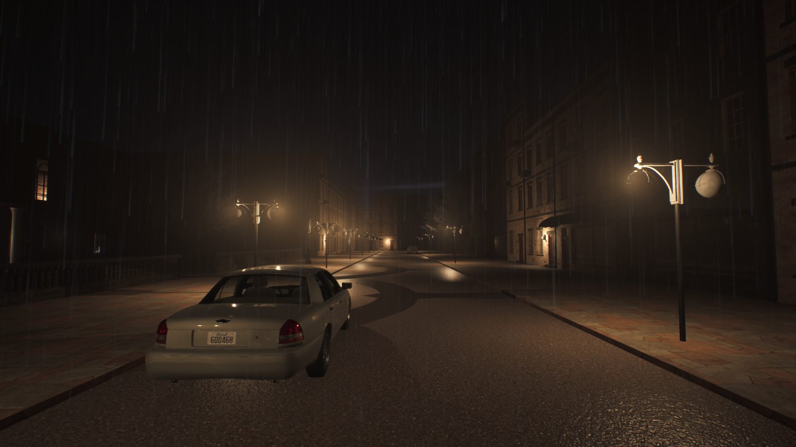 The street outside in the rain